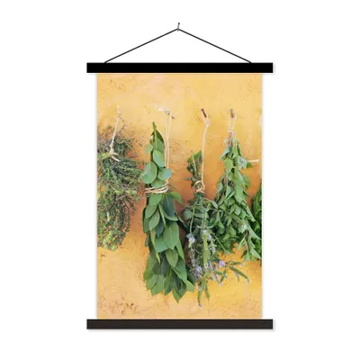 Produktbild von MuchoWow® Textilposter Mediterrane Kräuter 120x180 cm mit schwarzem Rahmen - Fotos