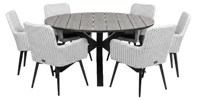 Produktbild von 7-teiliges Gartenset | 6 Pisa Gartenstühle | Limasol Gartentisch | ø 150 cm