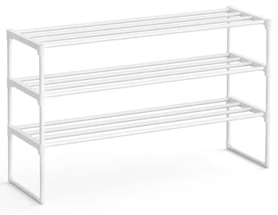 Produktbild von Schuhregal 3 Ebenen Metall, aufrecht/umgedreht, 30x92x55cm Perlweiß - Anleitung