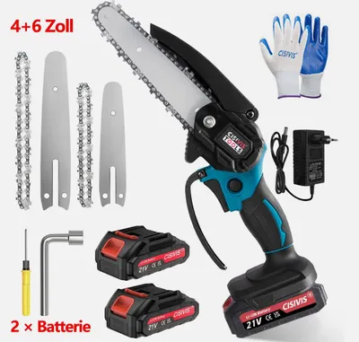 Produktbild von Akku-Kettensäge 3000W 4+6 Zoll Elektro Kettensägen Handkettensäge Mit 2 Akku Neu