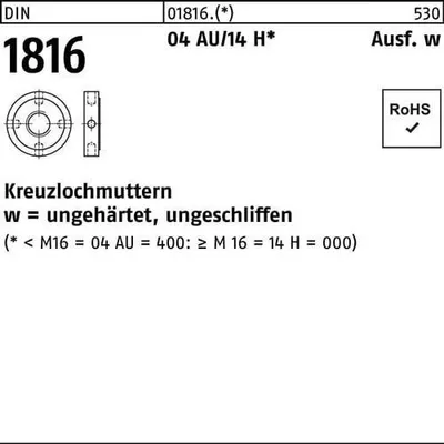 Produktbild von Reyher  Kreuzlochmuttern DIN 1816 14 H M 16 x 1,5 (10 Stück)
