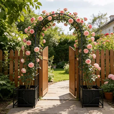 Produktbild von Gartenbogen aus Metall H220cm Garten-Torbogen für Pflanzen zur Unterstützung von Rosen Torbogen-Gartendekoration Pulverbeschichteter Stahlrahmen