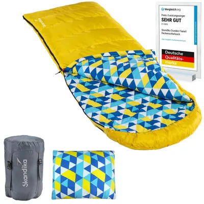Produktbild von Skandika Deckenschlafsack Dundee Flanell | Baumwolle, Luxus-Qualität, koppelbar, Doppelschlafsack, 3 Jahreszeiten, bis -20°C, 220 x 80 cm/ 160 cm