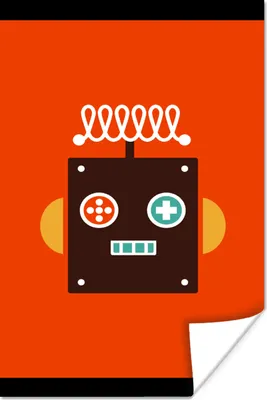 Produktbild von MuchoWow® Poster Roboter - Formen - Gesicht - Orange - Jungen - Kinder 120x160 cm - Wandbilder
