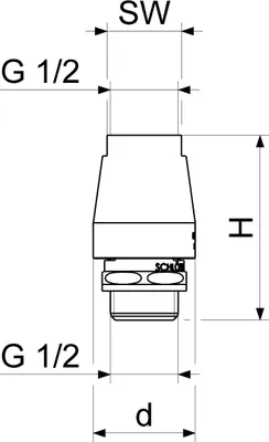 Zdjęcie produktu dla JS DURCHFLUSS-ROHRBELUEFTER, M.RV DN15, 1/2 "IG x 1/2 "AG, DIN-DVGW