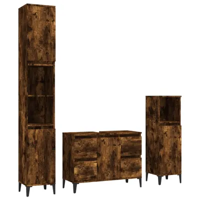 Produktbild von VidaXL 3185610, Eiche, Metall, Holz, 800 mm, 330 mm, 600 mm, 3 Stück(e)