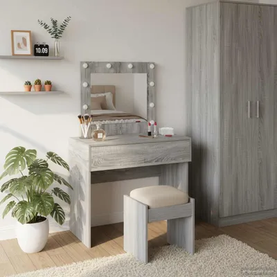 Produktbild von "2026 Promotion" Schminktisch mit Schubladen Grau 83x40x70 cm Holzwerkstoff - Schminktische CC32446