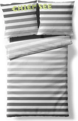 Produktbild von Chiemsee Renforcé-Bettwäsche-Garnitur STRIPES, Farbe Grau, Größe 155x220 + 80x80 cm