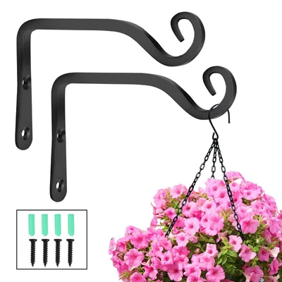 Pflanzenhalter aus Schmiedeeisen, 2 Stück, 15 cm, schwarz