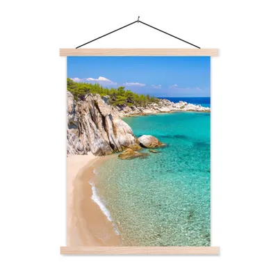 Produktbild von MuchoWow® Textilposter Meer - Strand - Sommer 60x80 cm mit holzfarbenen Rahmen - Wandbild