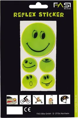Produktbild von Fasi Reflexaufkleber-Set Smily selbstklebend gelb, 1 x Ø 5cm, 4 x Ø 2,5cm