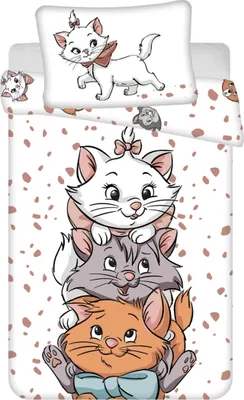 Zdjęcie produktu dla Disney Aristocats pościel dziecięca pościel dziecięca Marie & koci przyjaciele, motyw kota, kołdra 100 x 135 cm + poduszka 40 x 60 cm, 100% bawełna