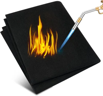 Image de Matériau résistant à la chaleur - Couvercle ignifuge - Protection contre la chaleur - Résistant à la chaleur jusqu'à 1000°C - 50 x 50 cm - Noir
