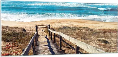 Produktbild von Bilder auf glas - Einteilig - Meer Strand Eintritt - 100x40cm - Glasbilder - Wandbilder - Bilder - zum Aufhängen bereit - Wanddekoration aus Glas - Glas Bilder - Wandbild auf Glas - GAB100x40-4359