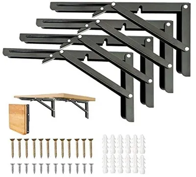 Productafbeelding van Ruimtebesparende Opvouwbare Plankbeugels - 45 cm - Zware Kwaliteit - Inklapbare Beugels voor Wandmontage
