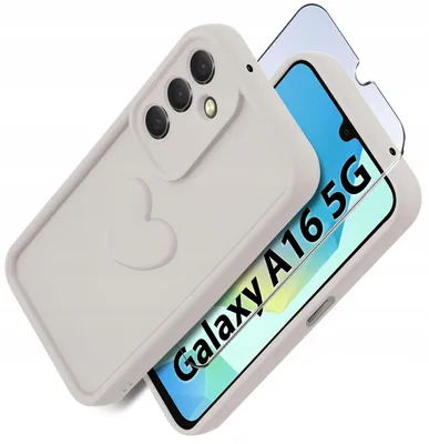 Immagine prodotto di Custodia in silicone opaco con motivo a cuore per Samsung A16 5G + vetro protettivo per lo schermo, durezza 9H