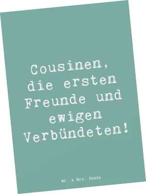 Produktbild von Mr. & Mrs. Panda Ansichtskarte Spruch Cousine Freunde - Meeresbrise - Geschenk, Familie, Geschenke für Cousinen, Kunstkarten, Erinnerungen, Grußkarte, Wertschätzung