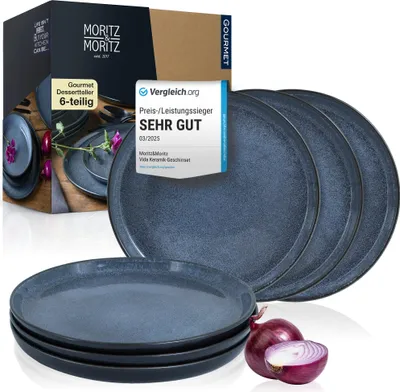 Produktbild von Moritz & Moritz VIDA 6tlg Dessert Teller Blau Geschirr Set