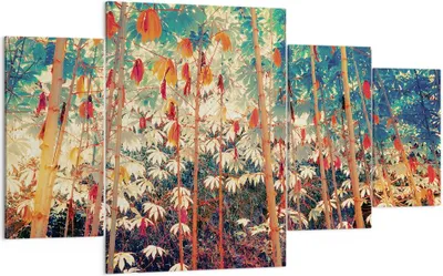Produktbild von Bild auf Leinwand - Leinwandbild - 4 Teile - Pflanzen tropisch orange - 160x90cm - Wand Bild - Wanddeko - Wandbilder - Leinwanddruck - Bilder - Wanddekoration - Leinwand bilder - DL160x90-4393
