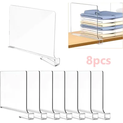 Produktbild von Transparente Acryl-Regalteiler, 8er Set Schubladenteiler,vielseitige Organizer für effiziente Schrankorganisation und Stauraumnutzung