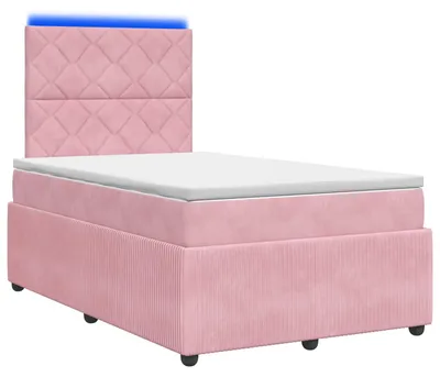 Immagine prodotto di Letto boxspring a LED con materasso Rosa 120 x 200 cm in velluto