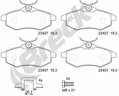 Produktbild von BRECK Bremsbeläge Satz Vorne Bremsklötze für CITROËN C3 I Schrägheck (FC, FN) 23407 00 702 00