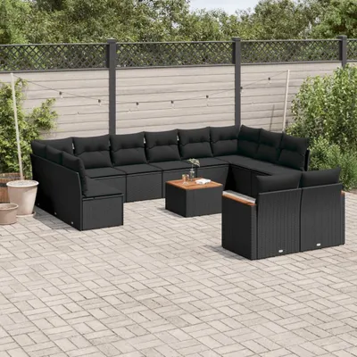 Immagine prodotto di Maison Exclusive - Set da giardino 13 pezzi con cuscini in polyrattan nero