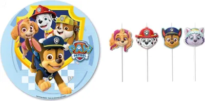 Produktbild von 2er Set Paw Patrol Set Tortenaufleger + Kerzen Geburtstag