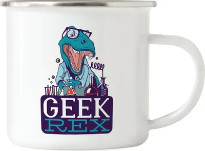 Produktbild von Geek Saurier Emaille Tasse Naturwissenschaft Experiment Reagenzglas Glass Formel Chemie Chemiker Dino