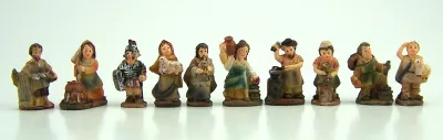 Produktbild von Krippenfiguren aus Polyresin, handbemalt, Markuskrippe zusatzfiguren. 10Tlg. 3cm