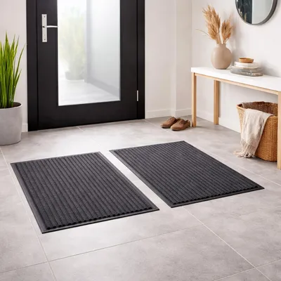 2er Eingangsmatte Schmutzfangmatte Fußmatte Türmatte Fußabtreter 40x60cm grau