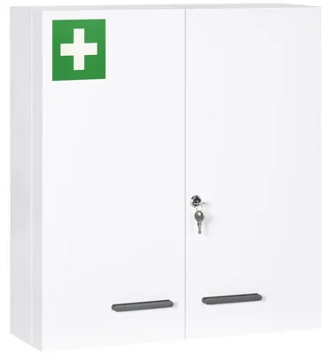 Image de Armoire à médicaments - Armoire de pharmacie verrouillable | Couleur : Blanc | Dimensions : 55 x 18 x 60 cm