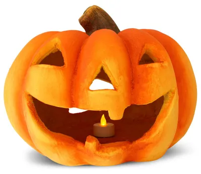 Produktbild von XXL Kürbis-Laterne als LED Halloween-Deko Windlicht in 27x23 cm