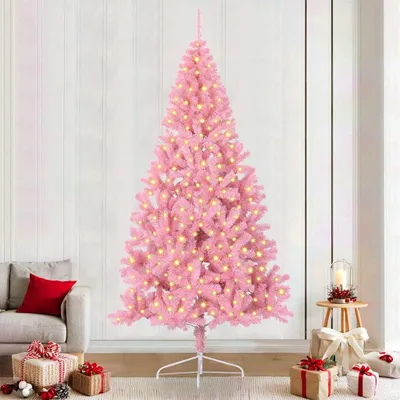 Zdjęcie produktu dla Maison Exclusive – Sztuczna choinka z podświetleniem, różowa, 240 cm, PVC