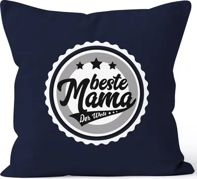 Produktbild von Kissenbezug beste Mama der Welt Geschenk für Mutter Muttertag 40x40 Baumwolle MoonWorks® navy unisize