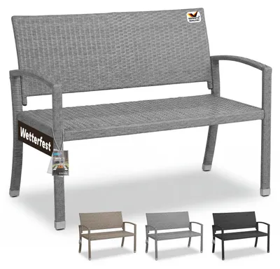Produktbild von CASARIA® Gartenbank Sitzbank Wetterfest Kunststoff 320kg Belastbarkeit Rückenlehne 122x58cm Garten Balkon Terrasse Bank Ergonomisch Polyrattan Grau