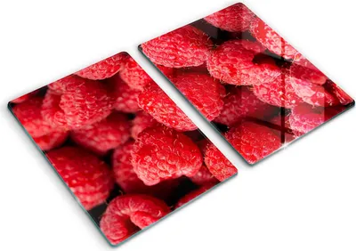 Produktbild von Glasschneideplatte - Herdabdeckplatte - 2x40x52 cm -Schneidebrett - Spritzschutz - Himbeerfrucht