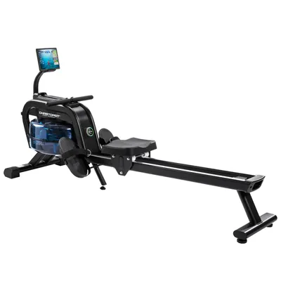 Image de Christopeit Appareil à ramer à eau WP 2000 - système de résistance 3 en 1 (eau, aimant, force de traction), réservoir d'eau de 20 L, freinage magnétique à 16 niveaux, LED Smart Control, compatible avec Kinomap, siège confortable ergonomique, roulettes de transport, charge maximale 120 kg