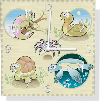 Produktbild von Wallario Design Wanduhr Lustige Comictiere aus Aluverbund, Größe 30 x 30 cm