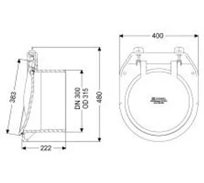Produktbild von KESSEL Rückstauklappe 79300 DN 300 DA 318 mm selbstschließend