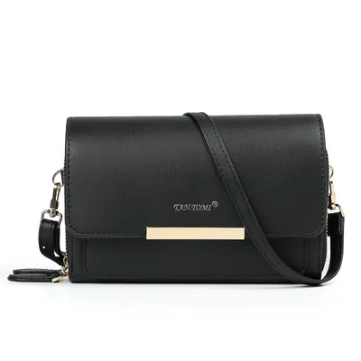 Produktbild von Umhängetasche Damen Handy Umhängetasche - Crossbody Tasche bis zu 6,7 Zoll mit Kartenfächer & Verstellbarer Abnehmbar Schulterriemen (Schwarz)