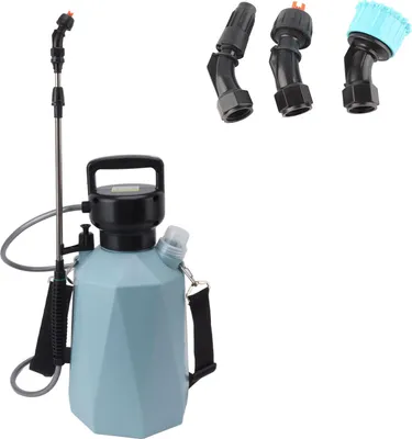 Imagen del producto de Pulverizador eléctrico de 5 litros de alta potencia, alimentado por batería de 7.4V, ideal para jardines. Color azul