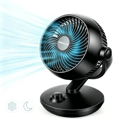 Produktbild von Super Leiser Ventilator 24dB, 3D Turbo-Kühlung, 90° vertikal neigbar, Kippsicher, Schnelle Abkühlung für Wohnzimmer, Schlafzimmer, Büro