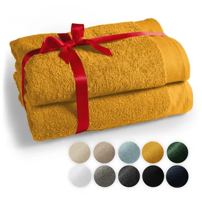 Obrázek produktu pro lumtal Premium 2-TLG. Sada ručníků do sauny 80x200 cm - ručník do sauny s certifikátem Oeko-TEX, 100% bavlna, froté ručníky do sauny XXL, extra měkké a savé, žluté