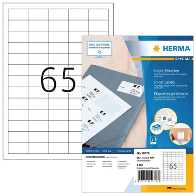 Obrázek produktu pro HERMA 10778, Etikety, 3,81 cm, 2,12 cm, 65 kusů
