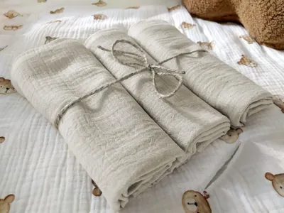 Produktbild von Mulltücher Spucktücher Baby - Saugstarke Mullwindeln aus 100% Baumwolle, Musselin Tuch Baby, Beige