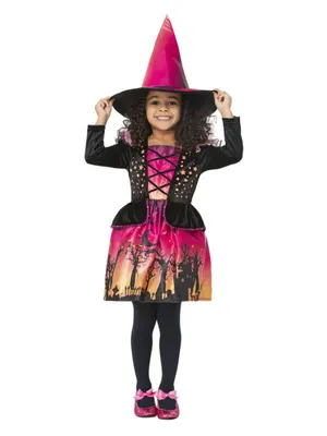 Produktbild von Sunset Witch-Kostüm, Kleid & Hut mit Ombre-Druck