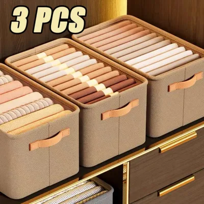 Produktbild von 3PCS zusammenklappbare Kleidung Veranstalter Kleiderschrank Kleidung Hosen Lagerung Veranstalter Schrank Veranstalter Schublade Veranstalter Spielzeug Lagerung, Größe:42*28*25CM
