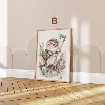 Produktbild von Magische Waldtiere Kinderzimmer Zauber Aquarell Eichhörnchen Maus Igel Poster · Kinderzimmer Bilder · Wand Deko · Kunst Druck · Deko Print ohne Rahmen · Motiv B · 70 × 100 cm