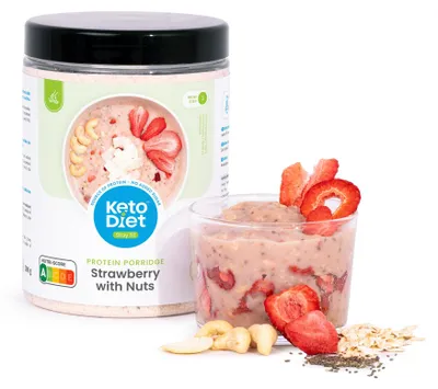 Produktbild von Protein-Porridge – Erdbeere mit Nüssen, ohne Zuckerzusatz, glutenfrei, 300 g